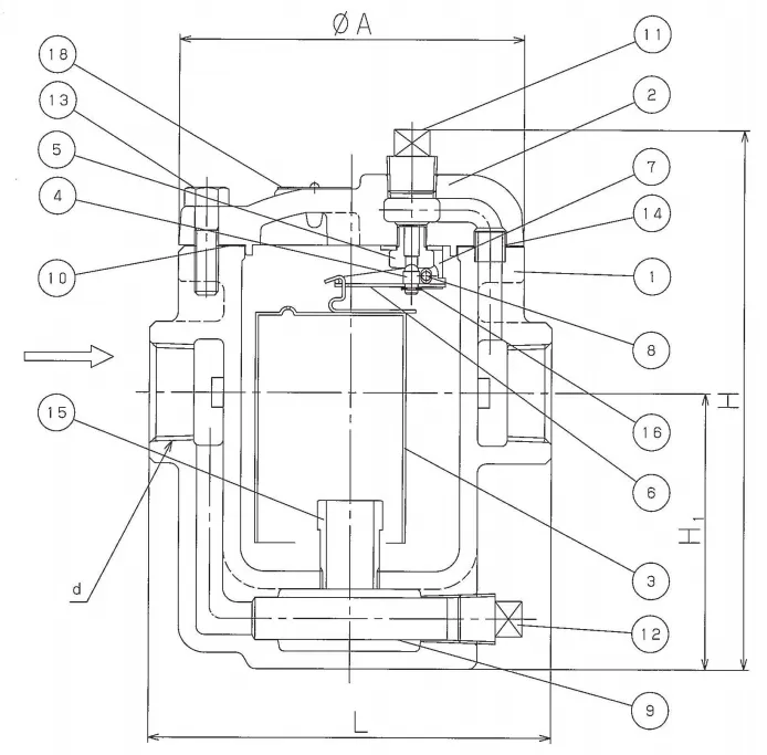 Inverted Bucket Steam Trap with Integral Strainer